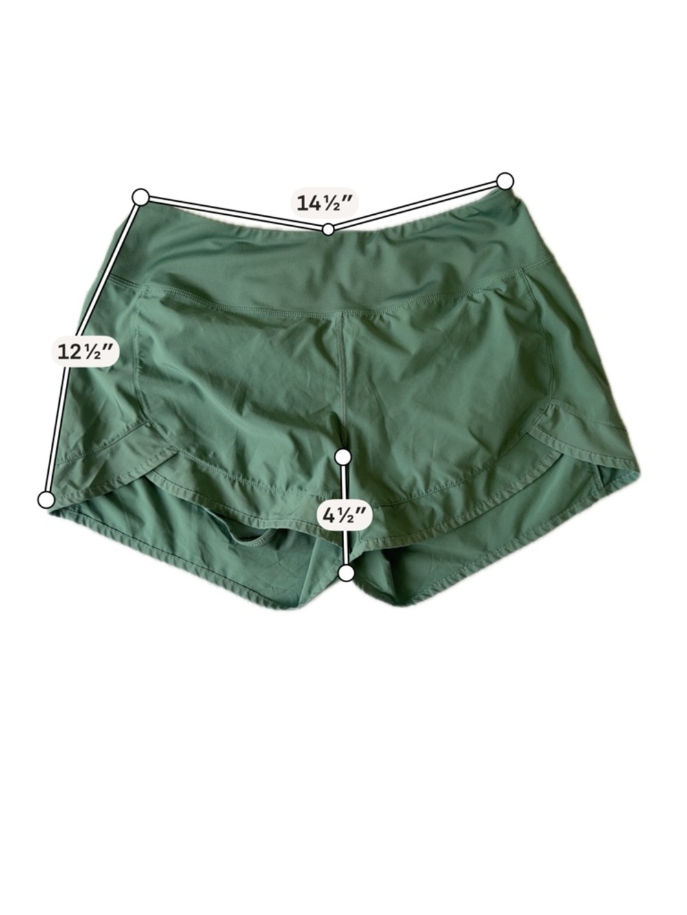 Womens  Green Performance Running Shorts Size Large - Picture 4 of 6